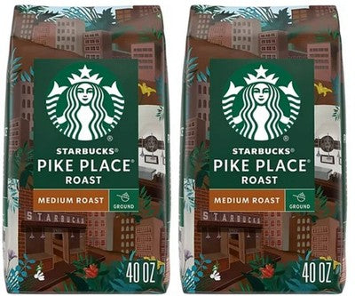 2 Starbucks Pike Place Medium Roast Ground Coffee, 40 oz. (FREE & SAME DAY SHIP)